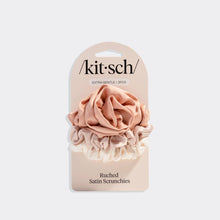 Load image into Gallery viewer, Rosette Ruched Satin Scrunchies 3pc Set - Terracotta