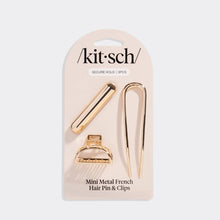 Load image into Gallery viewer, Mini Metal French Hair Pin & Clips 3pc Set - Gold