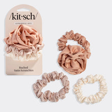 Load image into Gallery viewer, Rosette Ruched Satin Scrunchies 3pc Set - Terracotta