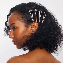 Load image into Gallery viewer, Metal Rhinestone Drop Bobby Pins 4pc Set - Gold/Silver
