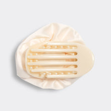 Load image into Gallery viewer, Satin Rosette Medium Flat Cloud Clip - Cream

