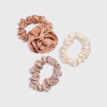 Load image into Gallery viewer, Rosette Ruched Satin Scrunchies 3pc Set - Terracotta
