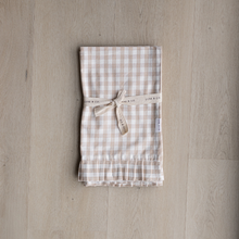 Load image into Gallery viewer, Ruffle Beige Gingham Kitchen Dish Towel
