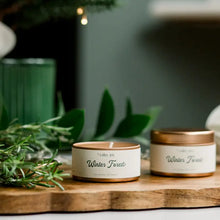 Load image into Gallery viewer, Winter Forest Holiday Tin Soy Candle
