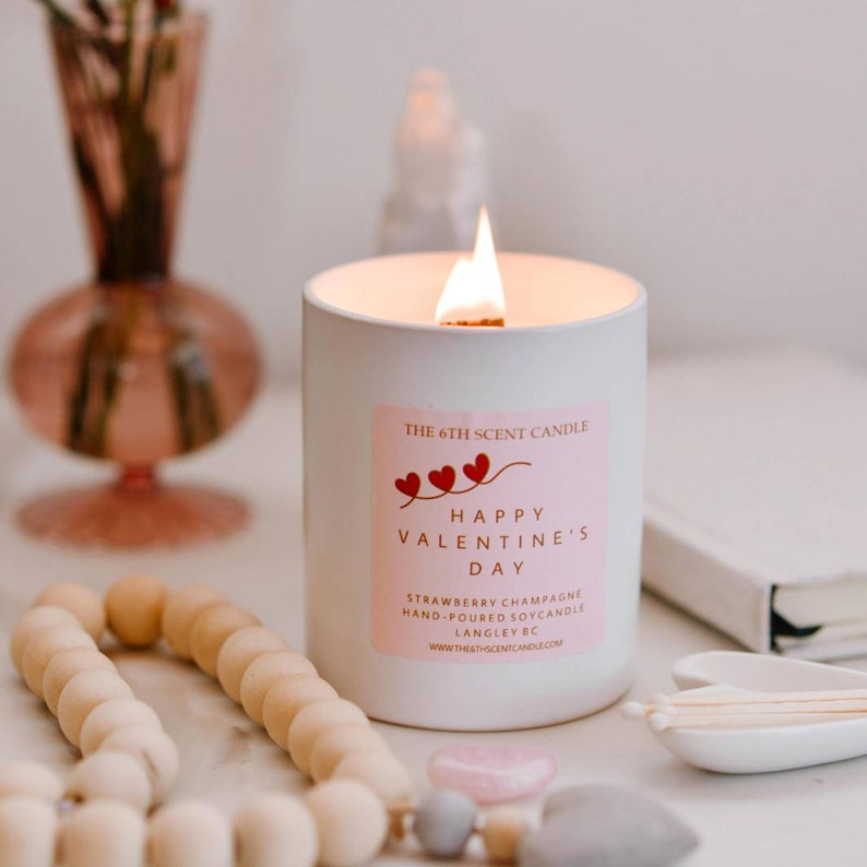 Valentine's Day Candle- Strawberry Champagne Scented Candle